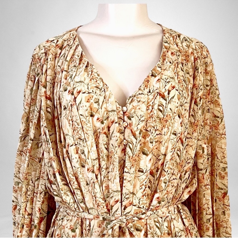 NEW Endless Rose Pleated Floral Jumper Beige SZ M - Picture 3 of 12